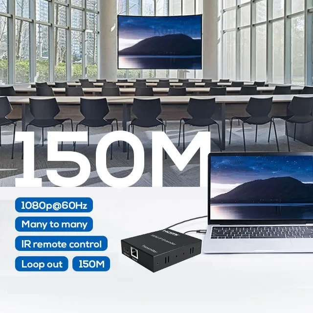 Удлинитель сигнала HDMI по витой паре RJ45 (LAN) до 150 метров, активный, FullHD 1080p, комплект, черный - фото 4 - id-p225060176
