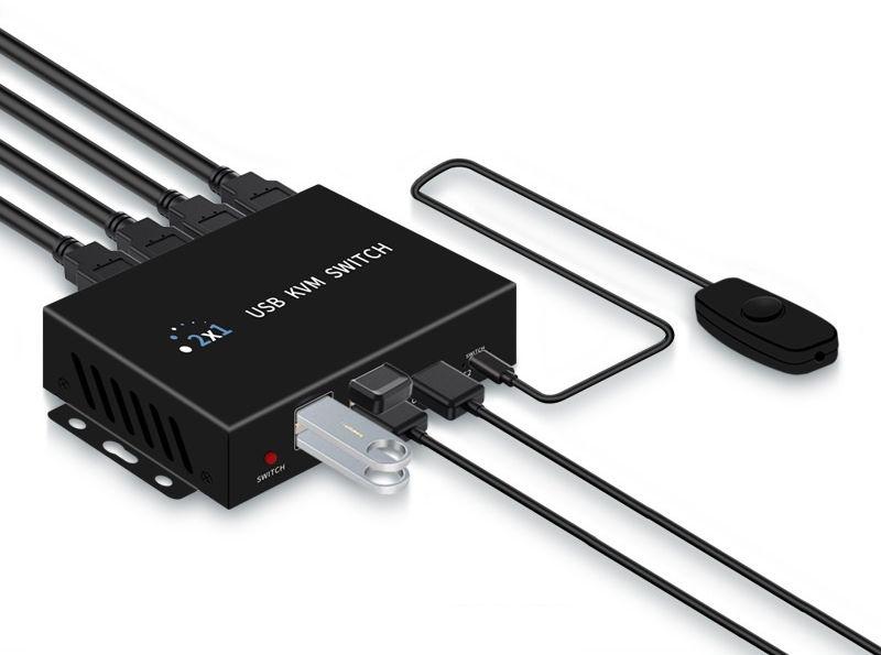 Адаптер - 2-х портовый KVM-переключатель HDMI 4K USB3.0, переключение горячими клавишами клавиатуры, черный - фото 2 - id-p225060185