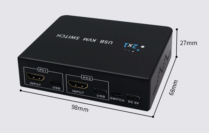 Адаптер - 2-х портовый KVM-переключатель HDMI 4K USB3.0, переключение горячими клавишами клавиатуры, черный - фото 4 - id-p225060185