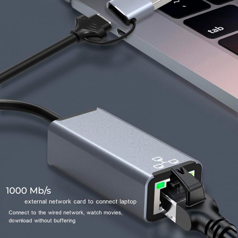 Адаптер - переходник USB Type-C / USB Type-A - RJ45 (LAN) до 1000 Мбит/с, серый 556750 - фото 3 - id-p225060198