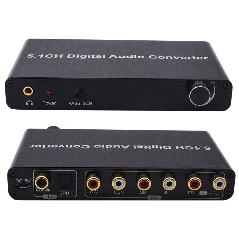 Адаптер - переходник, аудио-преобразователь для DTS 5.1 систем с оптики (Toslink/SPDIF) на 6x RCA PRO, черный - фото 1 - id-p225060203