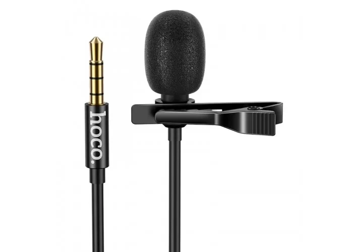 Микрофон HOCO DI02 на клипсе (в петлицу), jack 3.5mm, 2м, черный 556404 - фото 1 - id-p225060208