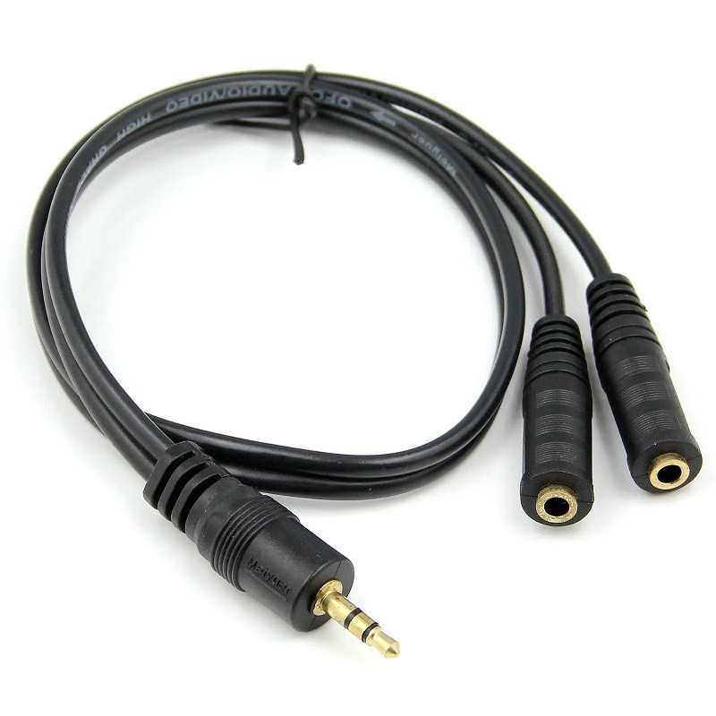 Кабель - разветвитель jack 3.5mm (AUX) - 2x jack 3.5mm (AUX), папа-мама, 1,5 метра, черный 556815 - фото 1 - id-p225060210