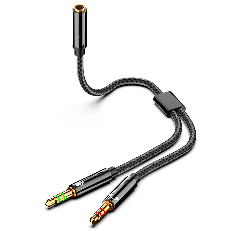 Кабель - соединитель jack 3.5mm (AUX) и jack 3.5mm (MIC) на jack 3.5mm (AUX+MIC), папа-мама, 0,25 метра, - фото 1 - id-p225060212