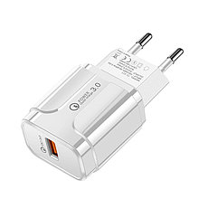 Зарядное устройство сетевое - блок питания Travel Charger, USB QC3.0, белый 556577