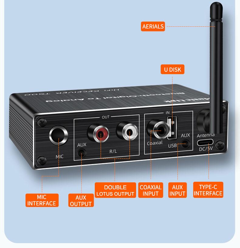 Караоке-приставка - аудио-преобразователь T500 Hi-Fi Coaxial на jack 3.5mm (AUX) / RCA - ресивер Bluetooth - фото 3 - id-p225060247