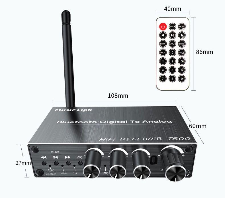 Караоке-приставка - аудио-преобразователь T500 Hi-Fi Coaxial на jack 3.5mm (AUX) / RCA - ресивер Bluetooth - фото 8 - id-p225060247