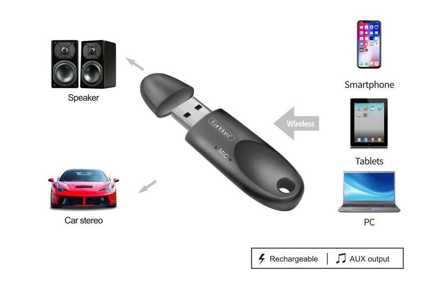 Адаптер с микрофоном для магнитолы автомобиля и смартфона - аудиоресивер USB Bluetooth v5.0 ET-M40, - фото 5 - id-p225060248