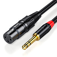 Аудиокабель микрофонный jack 6.35mm - XLR трехжильный для микшера, караоке, папа-мама, 10 метров, черный