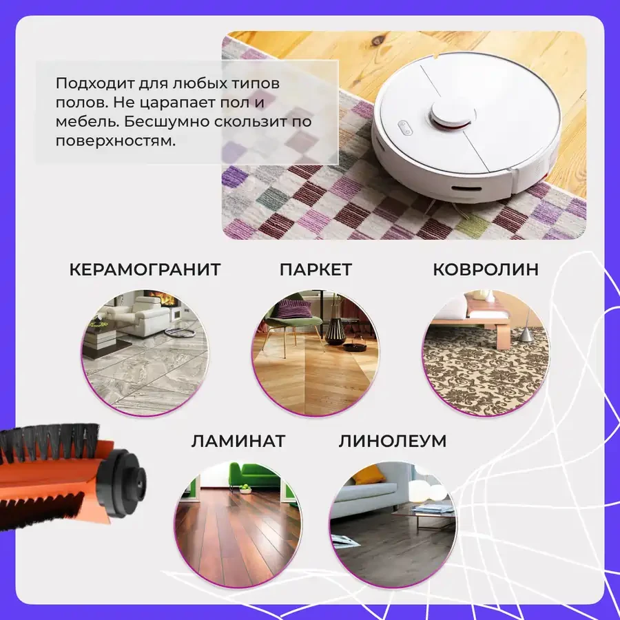 Основная щетка для робота-пылесоса Xiaomi Mi Robot Vacuum-Mop Essential (MJSTG1) 558045 - фото 5 - id-p225059575