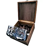 Подарочный набор для виски в деревянной шкатулке с камнями AmiroTrend ABW-304 brown transparent blue, фото 2