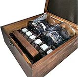 Подарочный набор для виски в деревянной шкатулке с камнями AmiroTrend ABW-304 brown transparent blue, фото 7