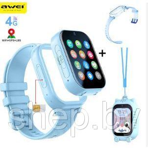 Детские умные GPS часы Awei H29 с камерой, SIM, 4G, Bluetooth, Wi-Fi, Цвет : черный, розовый, голубой - фото 6 - id-p225061498