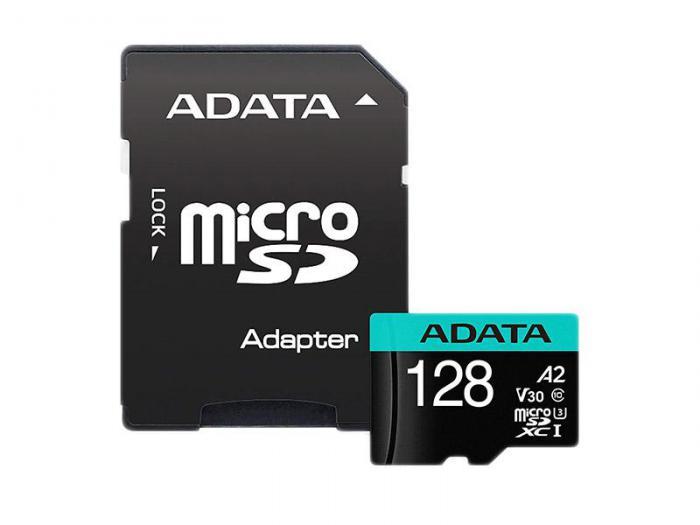 128Gb - A-Data Micro Secure Digital XC UHS-I U3 AUSDX128GUI3V30SA2-RA1 с переходником под SD (Оригинальная!) - фото 1 - id-p224535810