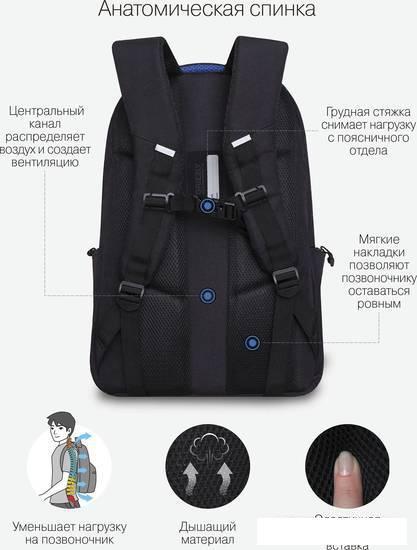 Школьный рюкзак Grizzly RU-335-3 (черный/синий) - фото 3 - id-p224841812