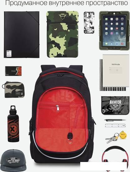 Школьный рюкзак Grizzly RU-335-3 (черный/красный) - фото 7 - id-p224841849