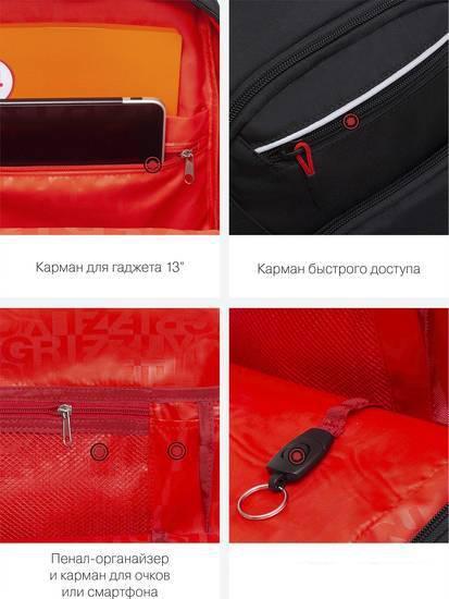 Школьный рюкзак Grizzly RU-331-1 (черный) - фото 6 - id-p224841854