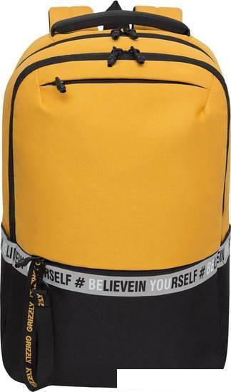 Городской рюкзак Grizzly RU-337-2 (черный/желтый) - фото 2 - id-p224841857