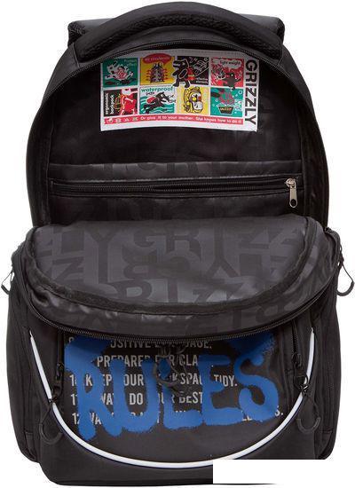 Школьный рюкзак Grizzly RU-335-2 (черный/синий) - фото 4 - id-p224841907