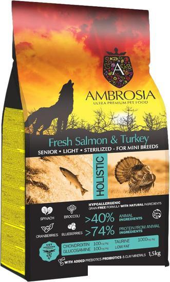 Сухой корм для собак Ambrosia Senior & Sterilized Mini Breeds Fresh Salmon & Turkey (для пожилых, - фото 2 - id-p224868349