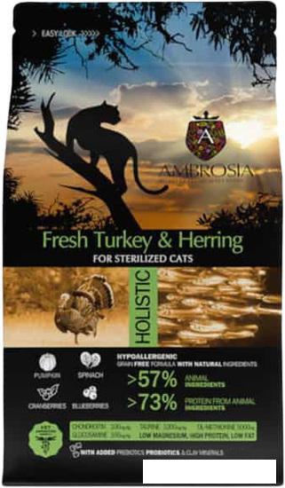 Сухой корм для кошек Ambrosia Adult Sterilized Fresh Turkey & Herring (для стерилизованных с индейкой и - фото 1 - id-p224841977