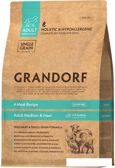 Сухой корм для собак Grandorf Adult Medium & Maxi Probiotic 4 Meat Recipe (4 мяса с пробиотиками) 3 кг - фото 1 - id-p224841981