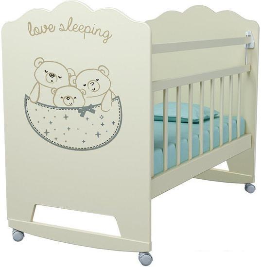 Классическая детская кроватка VDK Love Sleeping колесо-качалка (слоновая кость) - фото 1 - id-p224844030