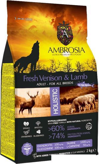 Сухой корм для собак Ambrosia Adult All Breeds Fresh Venison & Lamb (для всех пород с олениной и ягненком) 2 - фото 1 - id-p224841356