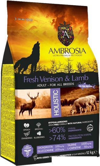 Сухой корм для собак Ambrosia Adult All Breeds Fresh Venison & Lamb (для всех пород с олениной и ягненком) 2 - фото 2 - id-p224841356