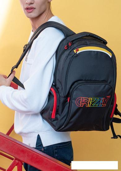 Школьный рюкзак Grizzly RU-233-3/1 (черный/красный) - фото 4 - id-p224844095