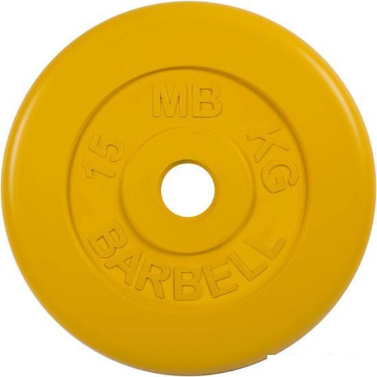 Диск MB Barbell Стандарт 51 мм (1x15 кг, желтый) - фото 1 - id-p224843157