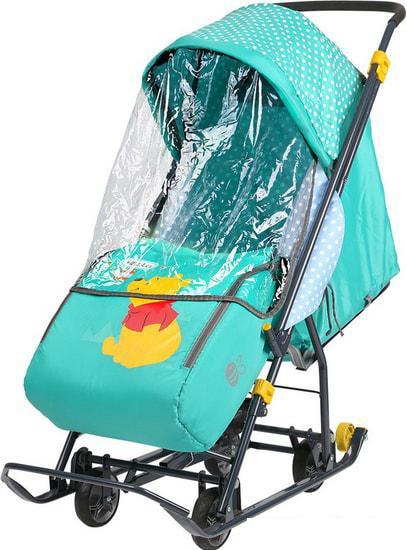 Санки-коляска Nika Baby 1 DB1/2 Disney (Винни, изумрудный) - фото 1 - id-p224867516