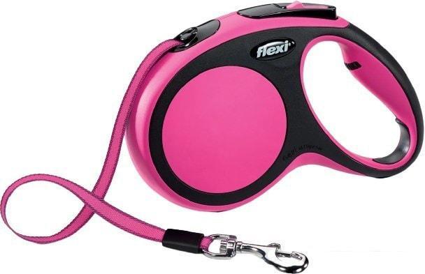 Поводок-рулетка Flexi New Comfort M Tape 5 м (розовый/черный) - фото 1 - id-p224844174