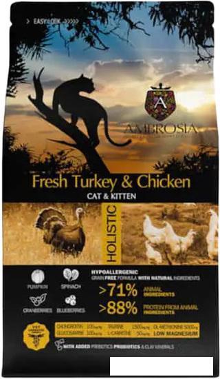 Сухой корм для кошек Ambrosia Kitten Fresh Turkey & Chicken (для котят с индейкой и курицей) 5 кг - фото 1 - id-p224841603