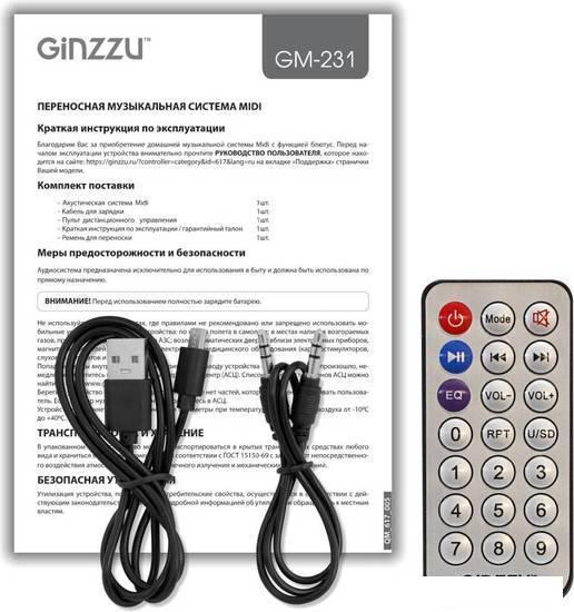 Беспроводная колонка Ginzzu GM-231 - фото 9 - id-p224842227