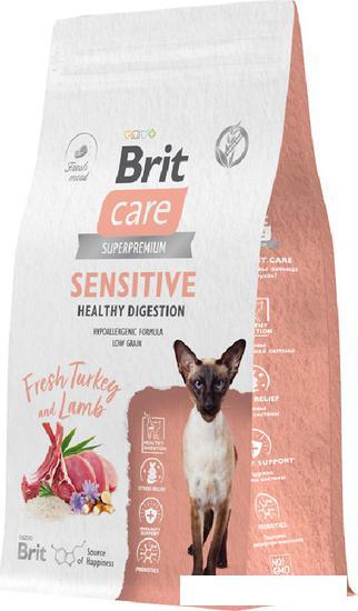 Сухой корм для кошек Brit Superpremium Sensitive с индейкой и ягненком (чувствительное пищеварение) 400 г - фото 2 - id-p224868733