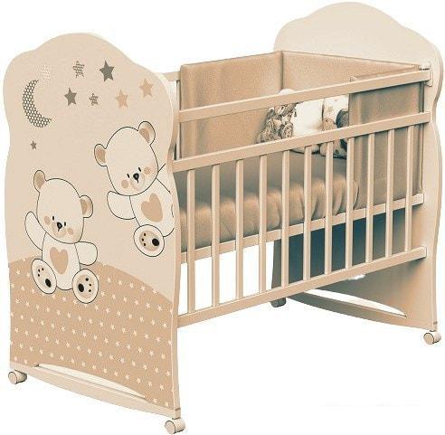 Классическая детская кроватка VDK Funny Bears колесо-качалка (слоновая кость) - фото 1 - id-p224844371