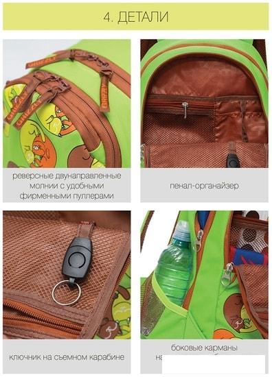 Школьный рюкзак Grizzly RD-041-3/3 (салатовый) - фото 7 - id-p224842434