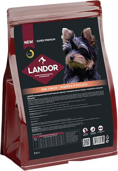 Сухой корм для собак Landor Mini Junior для щенков и юниоров мелких пород с индейкой и лососем 3 кг - фото 1 - id-p224868934