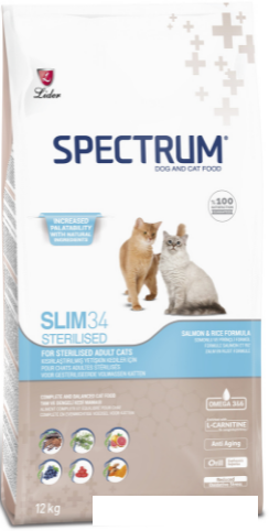 Сухой корм для кошек Spectrum Slim 34 c курицей 12 кг