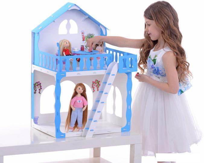 Кукольный домик Krasatoys Дом Марина с мебелью 000266 (белый/голубой) - фото 4 - id-p224844621