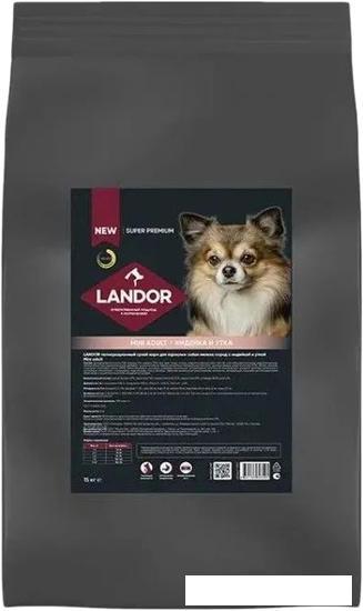 Сухой корм для собак Landor Mini Adult для взрослых мелких пород с индейкой и уткой 15 кг - фото 1 - id-p224869028