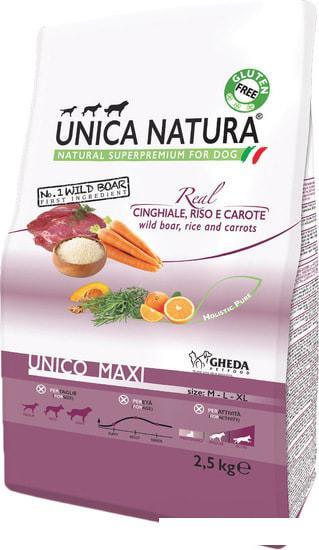 Сухой корм для собак Unica Natura Unico Maxi с диким кабаном, рисом и морковью 2.5 кг - фото 1 - id-p224844689