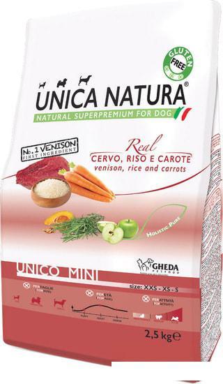 Сухой корм для собак Unica Natura Unico Mini с олениной, рисом и морковью 2.5 ru - фото 1 - id-p224844692