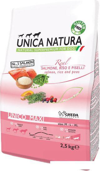 Сухой корм для собак Unica Natura Unico Maxi с лососем, рисом и горохом 2.5 кг - фото 1 - id-p224844696