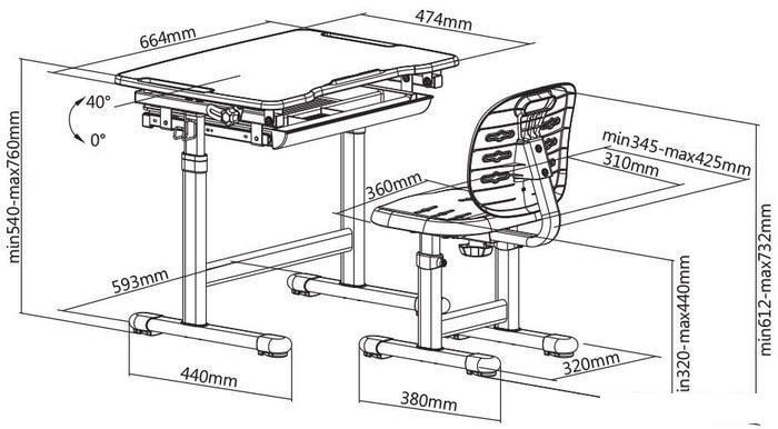 Парта Fun Desk Piccolino III (розовый) - фото 3 - id-p224844792