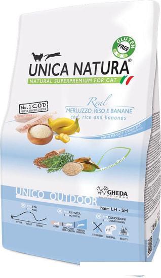Сухой корм для кошек Unica Natura Unico Outdoor с треской, рисом и бананом 1.5 кг - фото 1 - id-p224844793