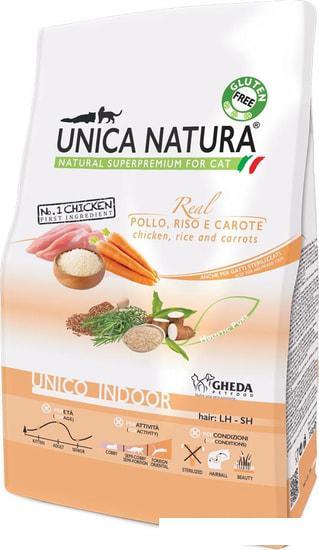 Сухой корм для кошек Unica Natura Unico Indoor с курицей, рисом и морковью 1.5 кг - фото 1 - id-p224844794