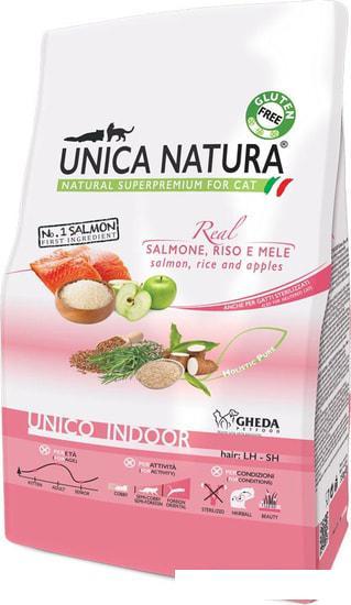 Сухой корм для кошек Unica Natura Unico Indoor с лососем, рисом и яблоком 1.5 кг - фото 1 - id-p224844795