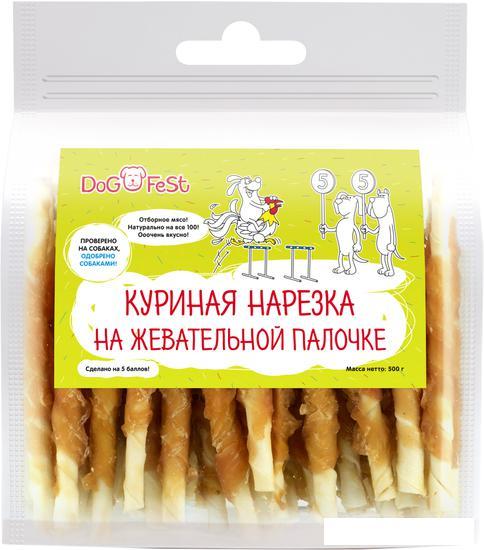 Лакомство для собак Dog Fest Куриная нарезка на жевательной палочке 500 г